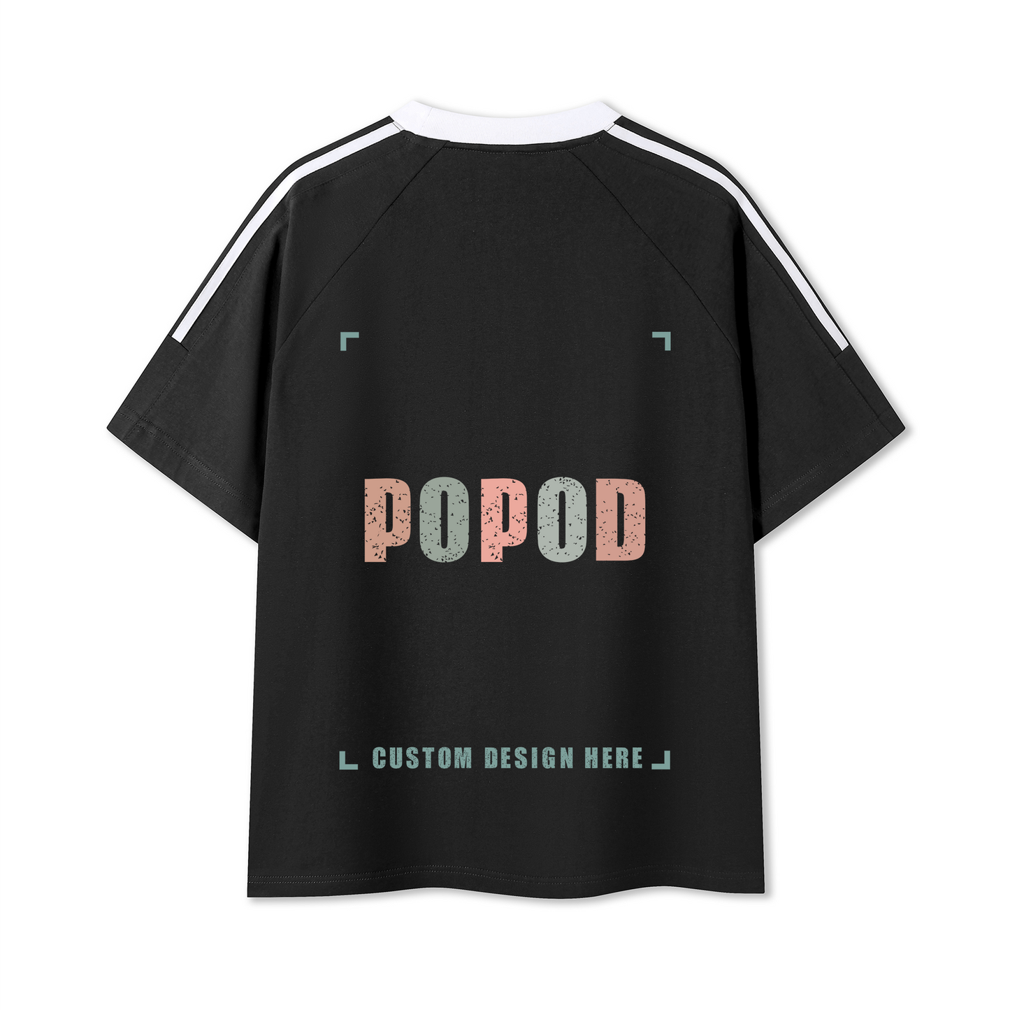 Cotton Crewneck Tee with Contrast Side-Stripe