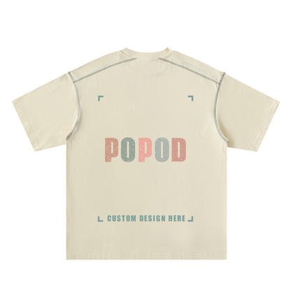 Contrast Seam Detail Loose Fit Cotton Tee