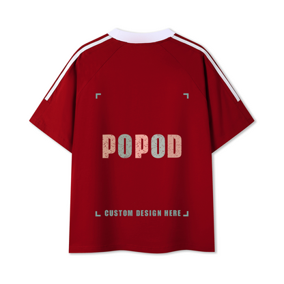 Cotton Crewneck Tee with Contrast Side-Stripe