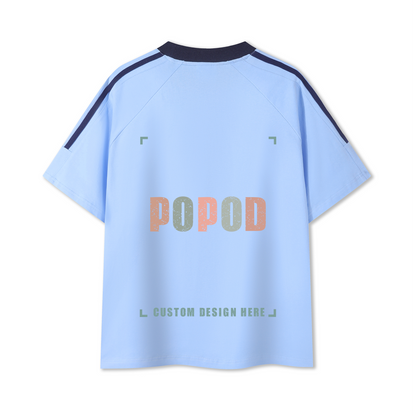 Cotton Crewneck Tee with Contrast Side-Stripe
