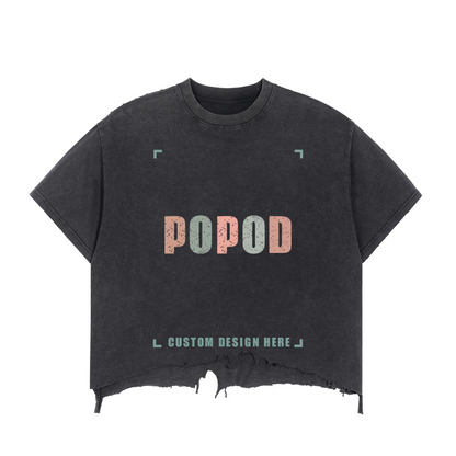 Sun-Washed Distressed Crop Tee