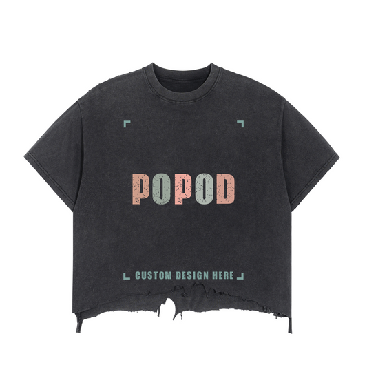 Sun-Washed Distressed Crop Tee