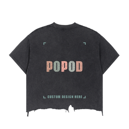Sun-Washed Distressed Crop Tee