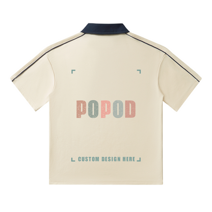 Retro Contrast Collar Polo Shirt