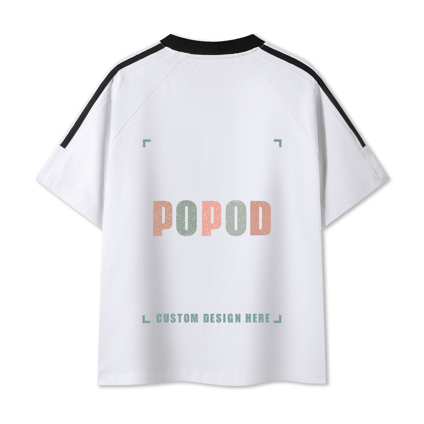 Cotton Crewneck Tee with Contrast Side-Stripe