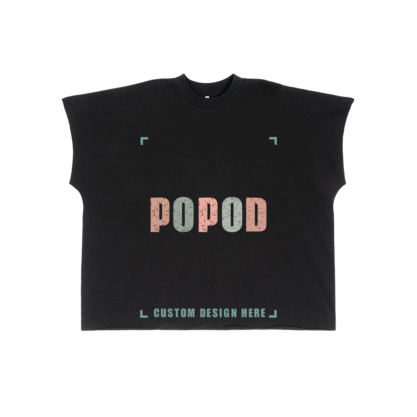 Structured Boxy Tee with Raw-Cut Detailing
