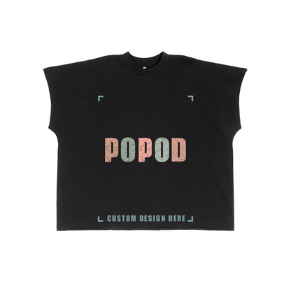 Structured Boxy Tee with Raw-Cut Detailing