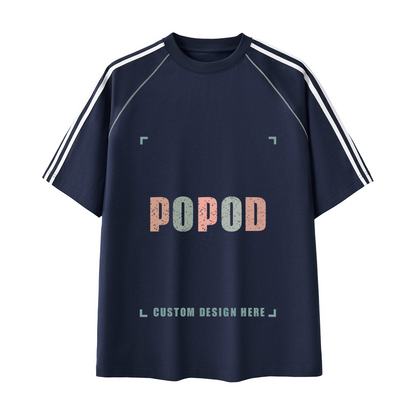 Retro Striped Contrast Stitch Tee