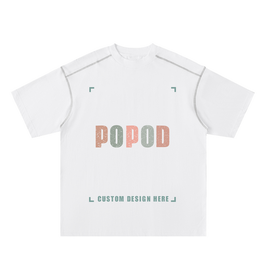 Contrast Seam Detail Loose Fit Cotton Tee