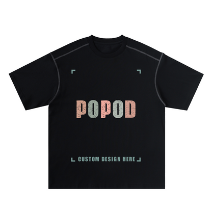 Contrast Seam Detail Loose Fit Cotton Tee