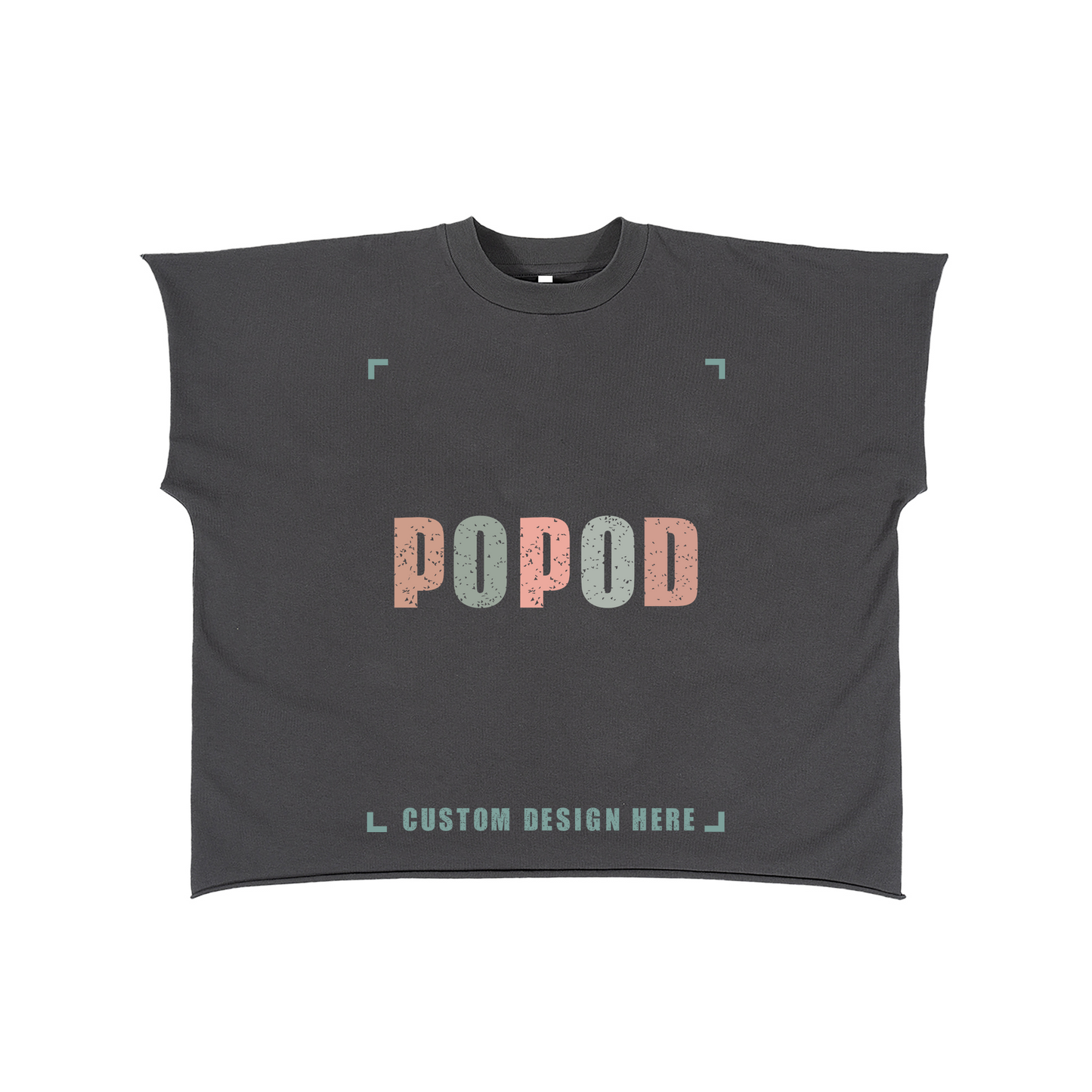 Structured Boxy Tee with Raw-Cut Detailing