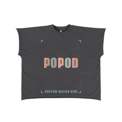 Structured Boxy Tee with Raw-Cut Detailing