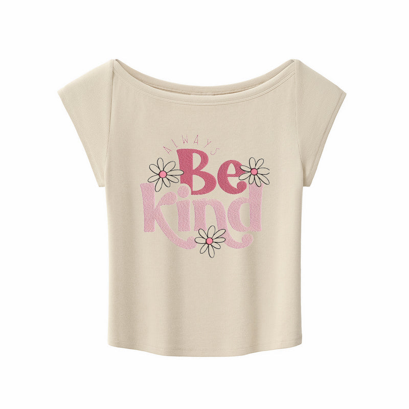 Flattering Wide Neck Cropped Baby Tee