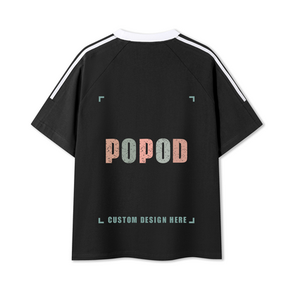 Cotton Crewneck Tee with Contrast Side-Stripe