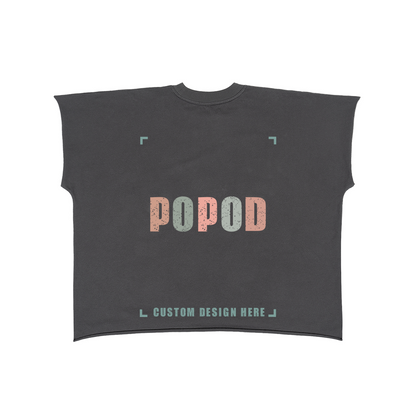 Structured Boxy Tee with Raw-Cut Detailing