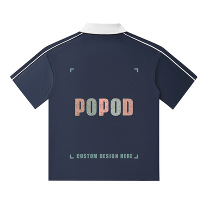 Retro Contrast Collar Polo Shirt