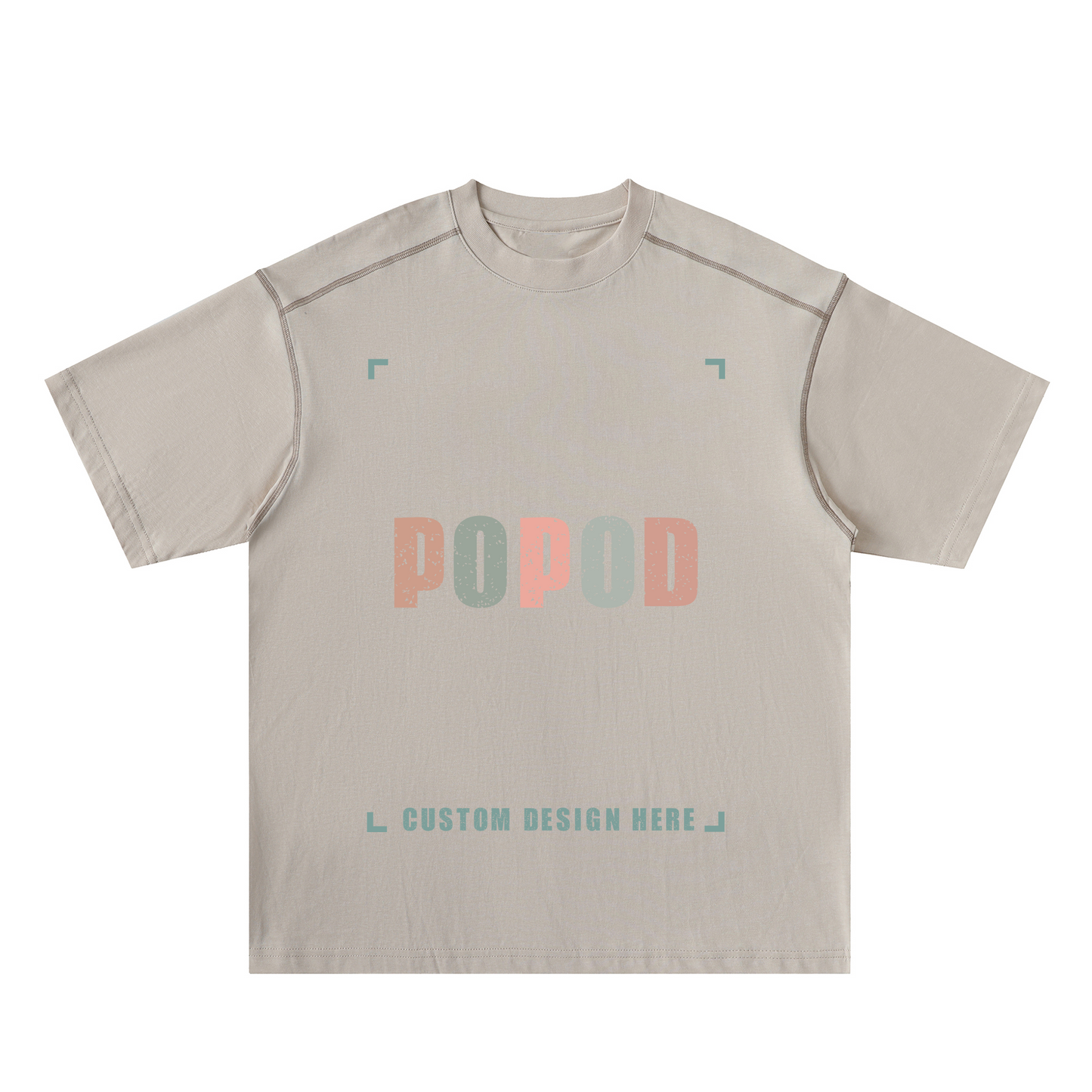 Contrast Seam Detail Loose Fit Cotton Tee