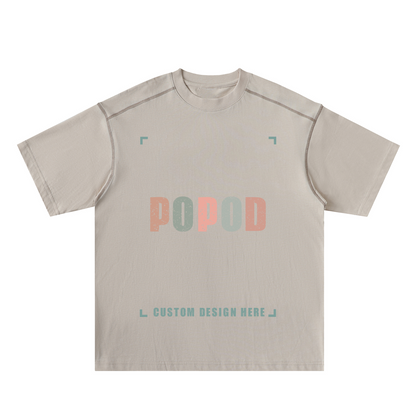 Contrast Seam Detail Loose Fit Cotton Tee
