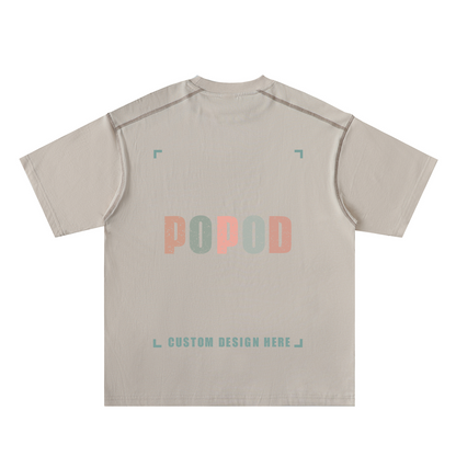 Contrast Seam Detail Loose Fit Cotton Tee