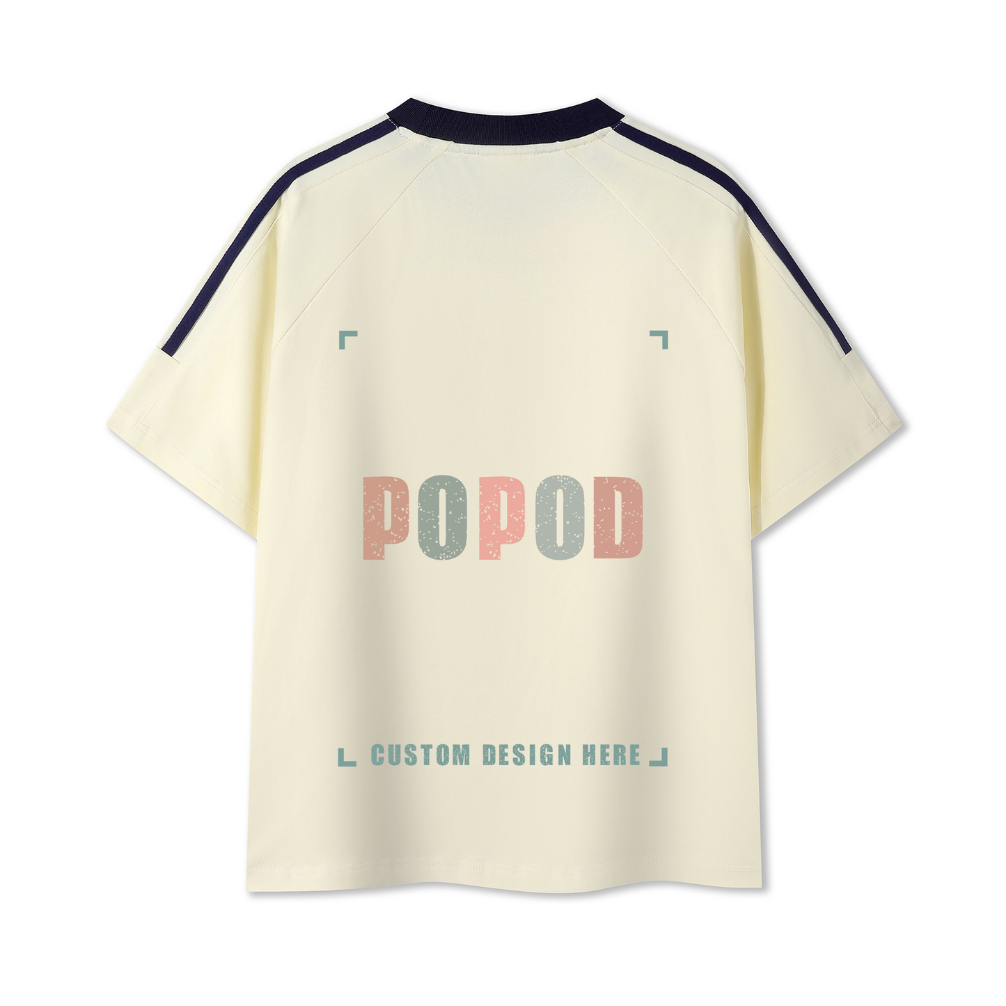 Cotton Crewneck Tee with Contrast Side-Stripe