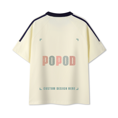 Cotton Crewneck Tee with Contrast Side-Stripe