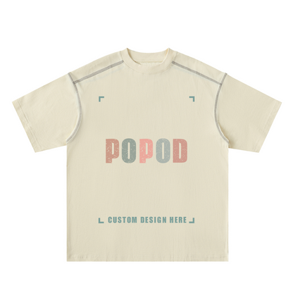 Contrast Seam Detail Loose Fit Cotton Tee